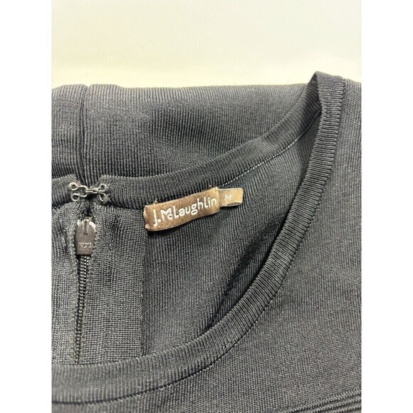 J McLaughlin Sweater Dress Black Medium Short Sleeve Flare Skirt - Picture 4 of 10